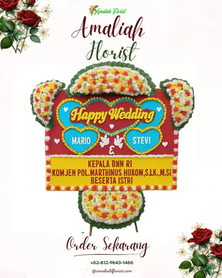 Papan Bunga Pernikahan Jeruk Tipis